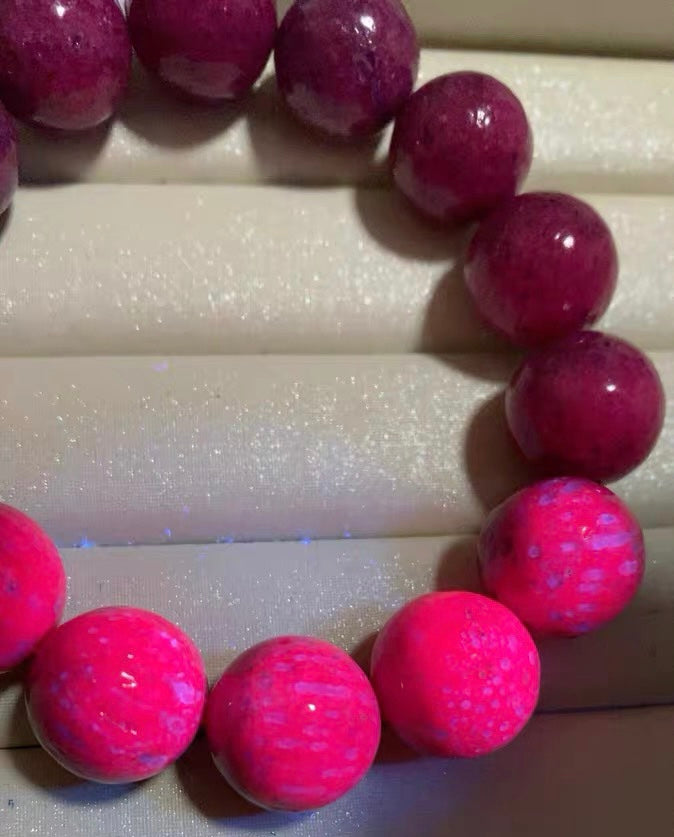 16MM Natural Red Ruby beaded bracelet