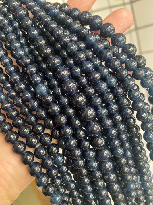 Dark blue chalcedony loose strands beads