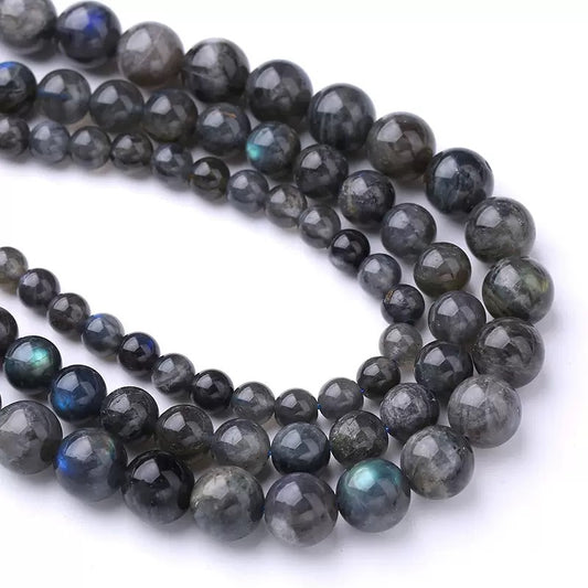 Natural Black blue Flashlight labradorite round loose beads