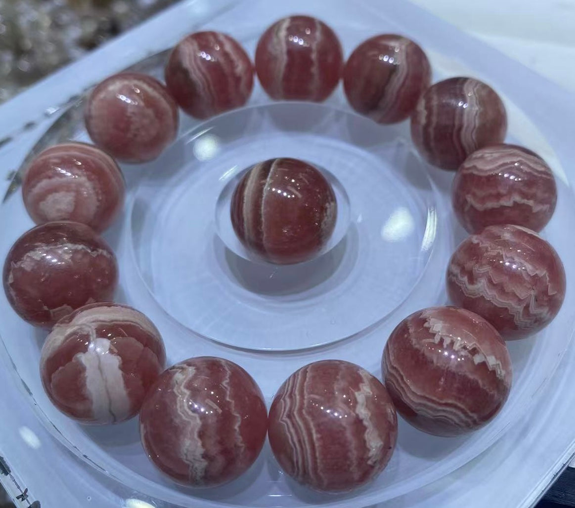 Natural rhodochrosite bracelet 16mm