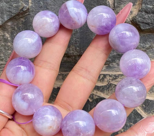 20MM Natural Lavender Purple Jade Quartz bracelet