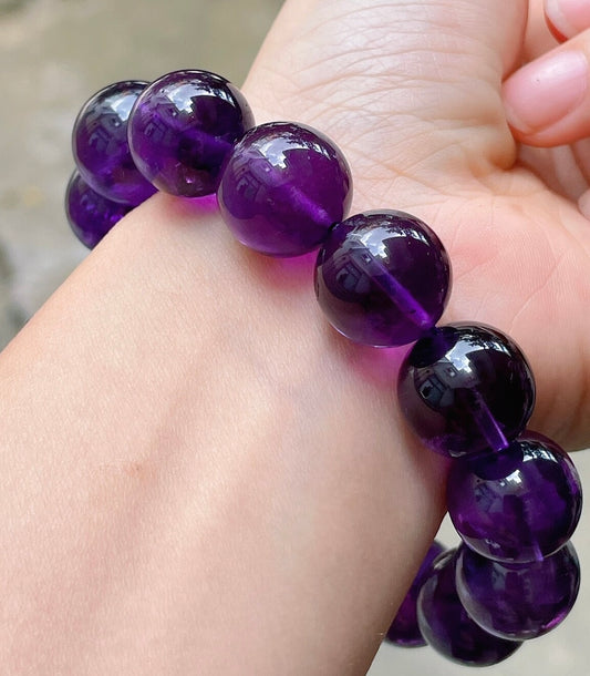 15MM Purple Amethyst Quartz Crystal bracelet