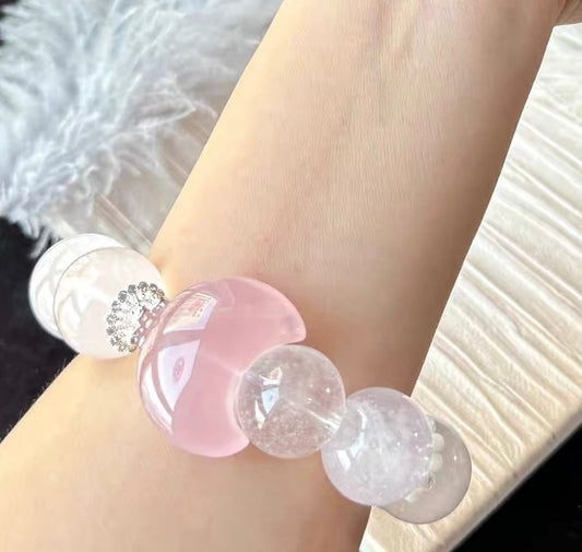 Natural pink morganite beaded bracelet,handmade bracelet