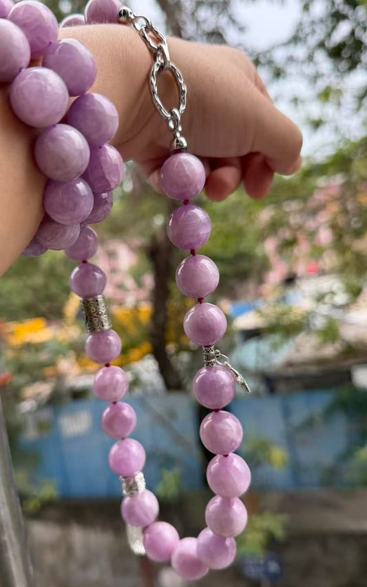 Natural Kunzite beaded necklace,17mm