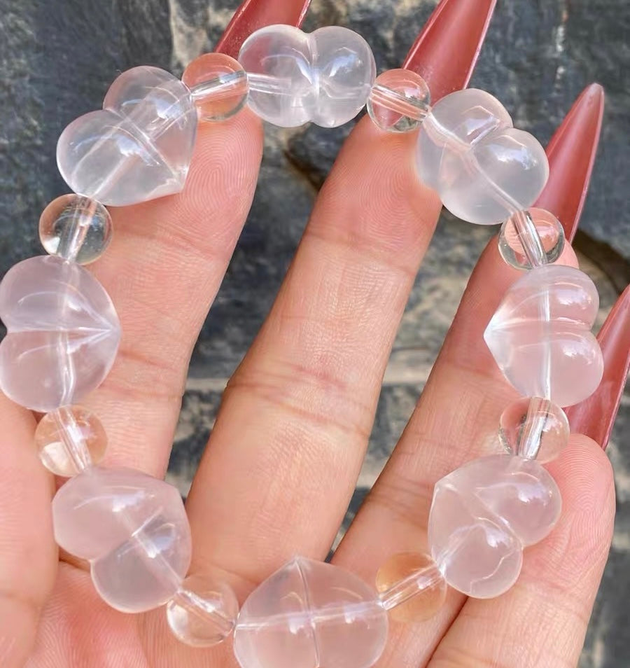 Natural fluorite heart beads bracelet