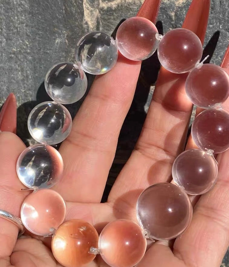 Natural white clear Rock quartz Crystal beads bracelet 15mm