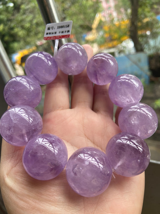 Natural lavender Amethyst Quartz Crystal beads bracelet,25mm