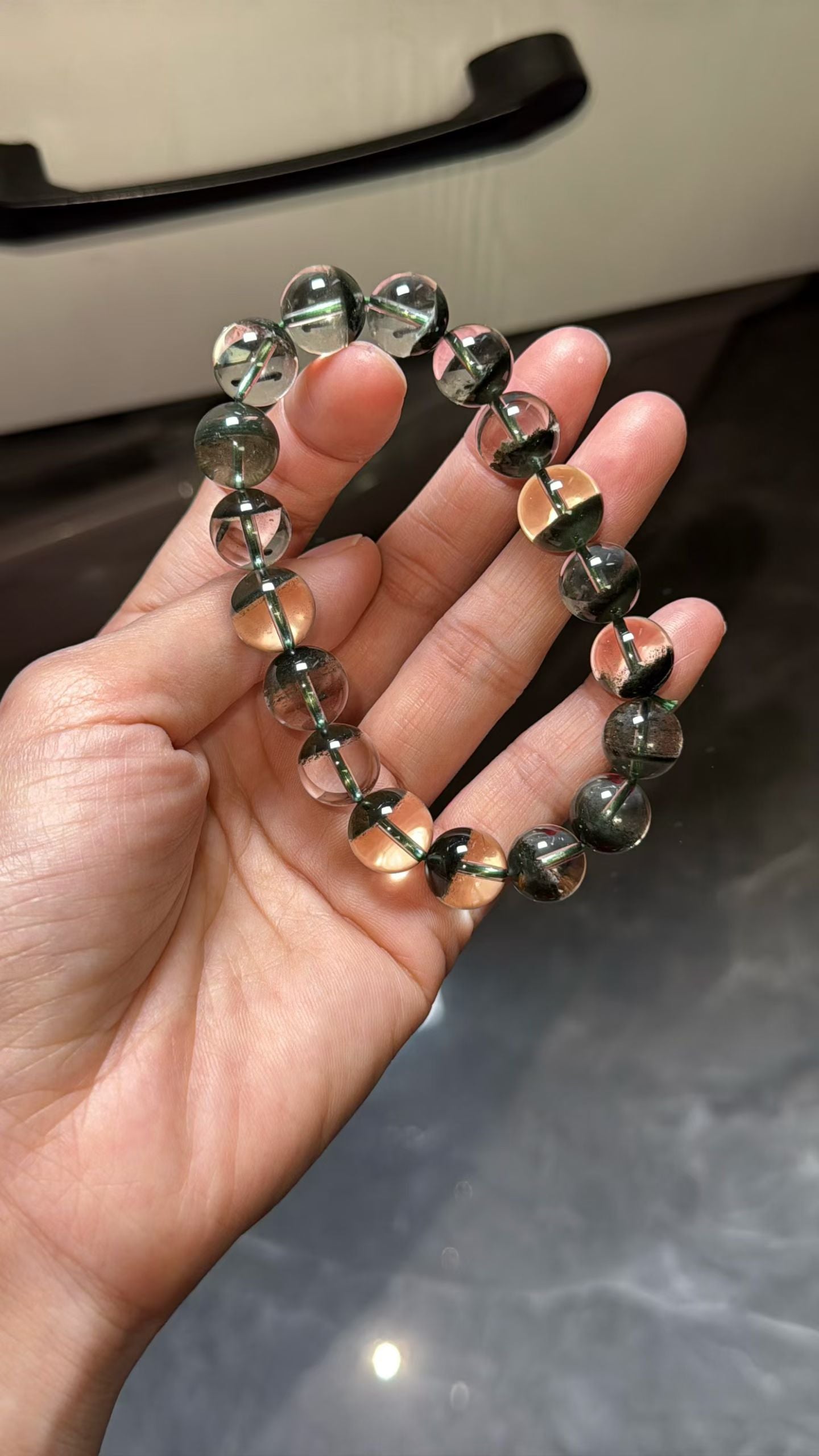 11mm natural Green phantom quartz Crystal beads bracelet