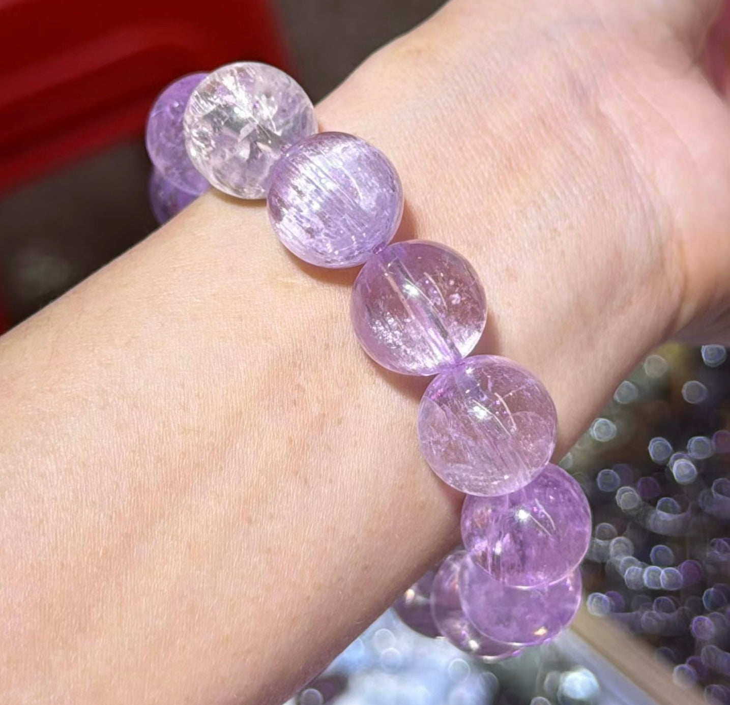 Natural Real purple kunzite beaded bracelet 14.8mm