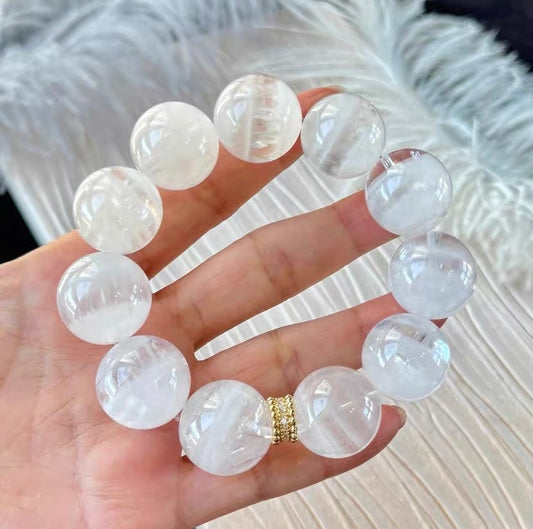 19mm Natural Rainbow Snow phantom quartz Crystal beads bracelet