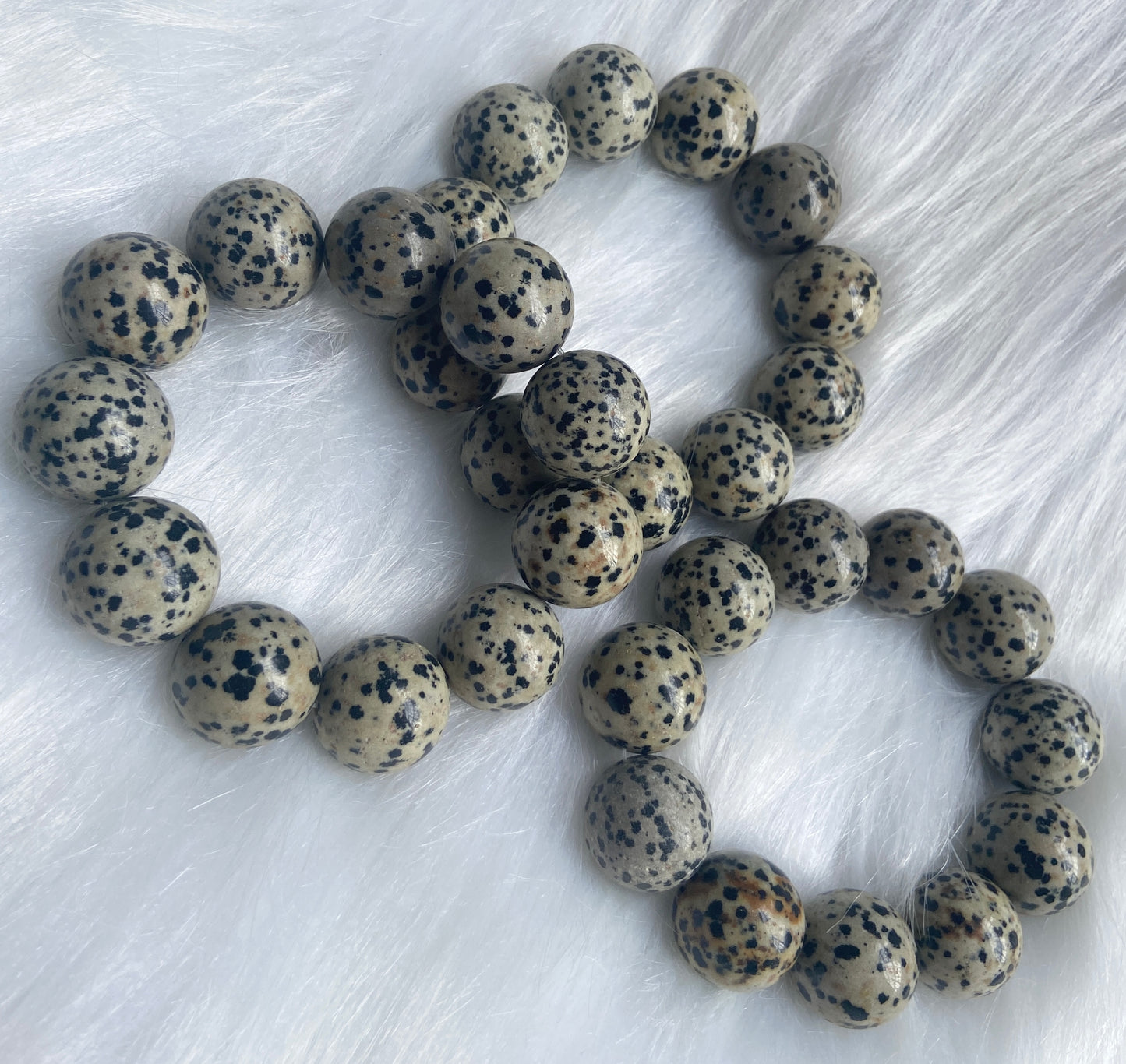 20mm Natural Dalmatian Jasper beaded bracelet