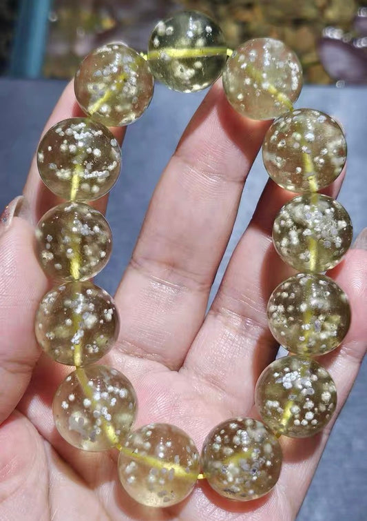 16MM Snow Libyan desert glass beads Beads Bracelet