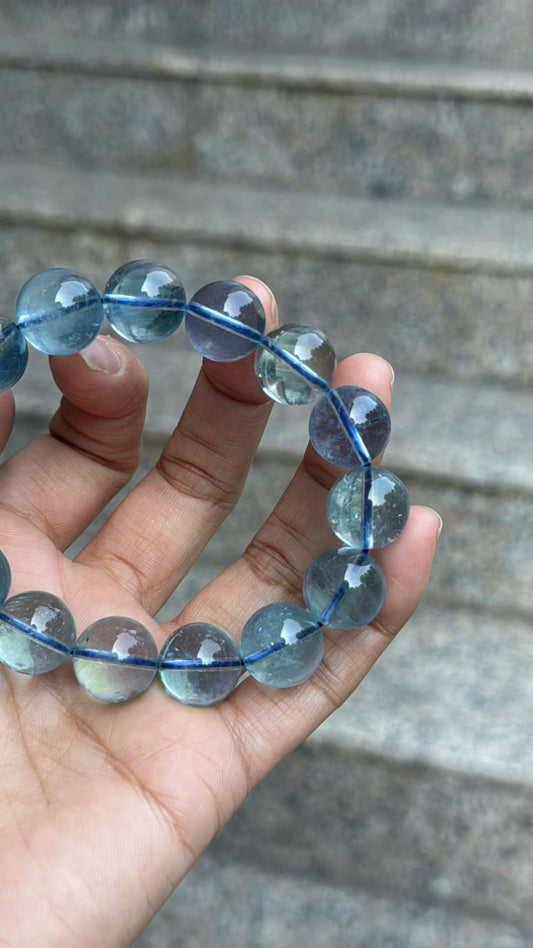 Natural Genuine blue aquamarine beads bracelet 13mm