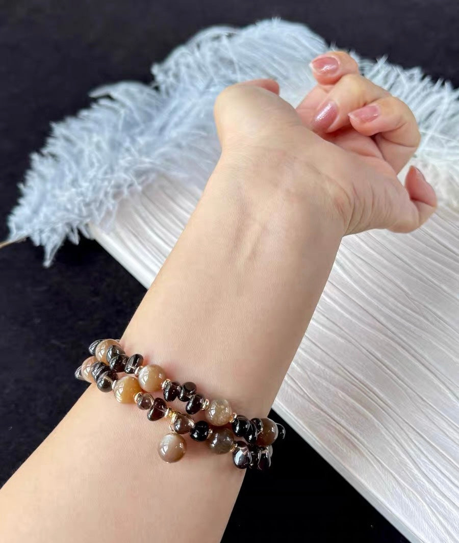 Natural Black Golden sunstone beads bracelet 8mm