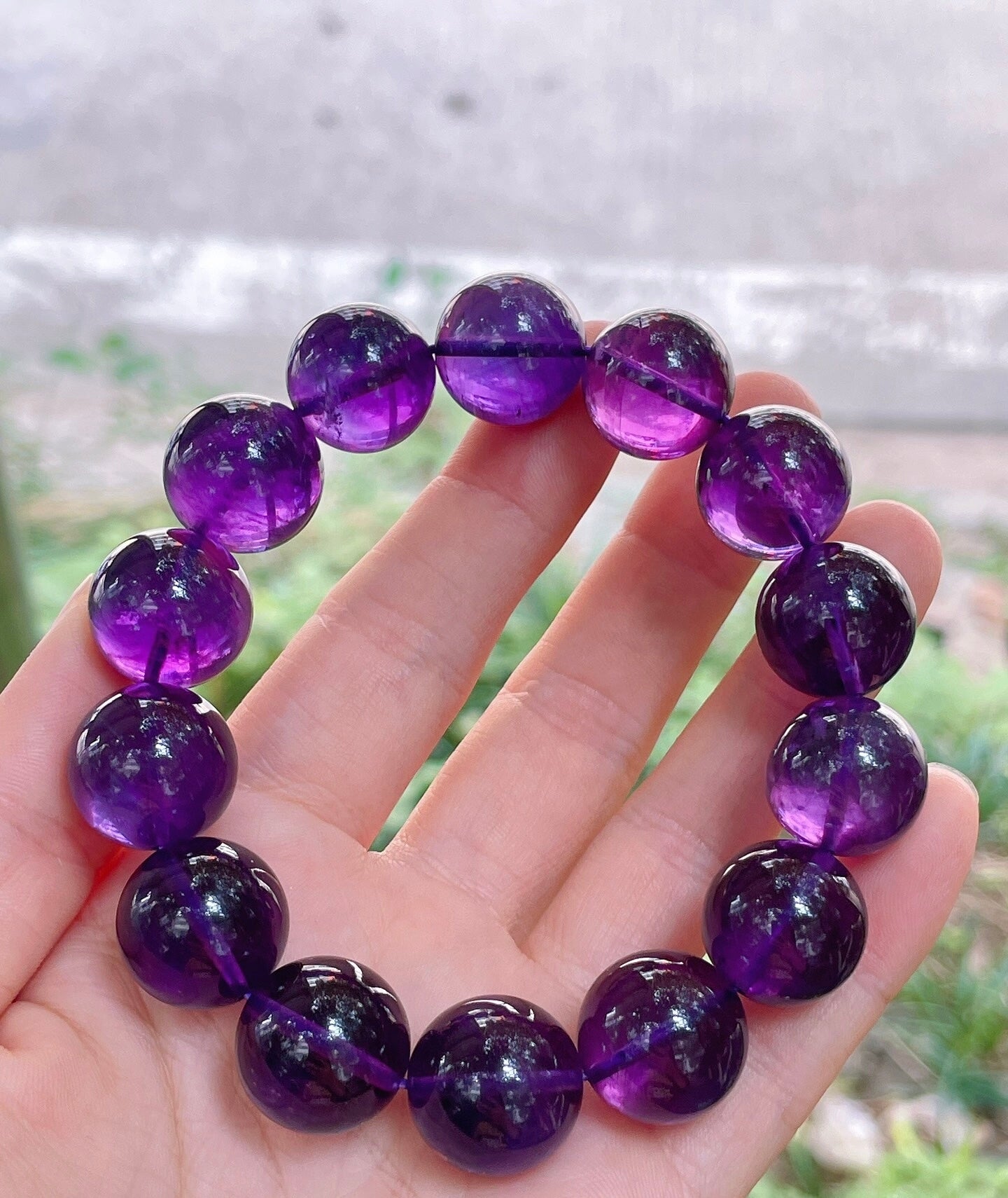 15MM Purple Amethyst Quartz Crystal bracelet