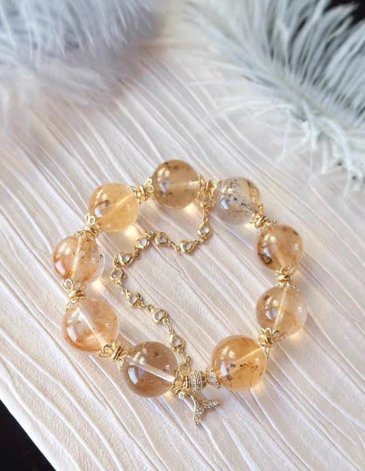 17mm Natural Hematoid Lepidocrocite quartz Crystal beads bracelet