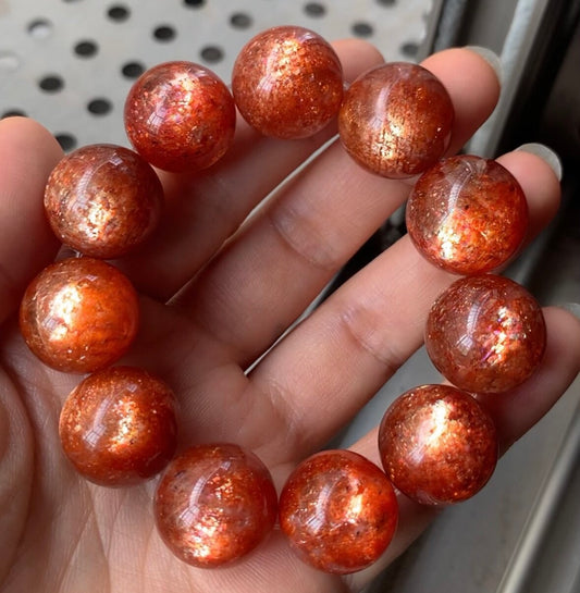 18mm Natural Golden sunstone gemstone beads bracelet