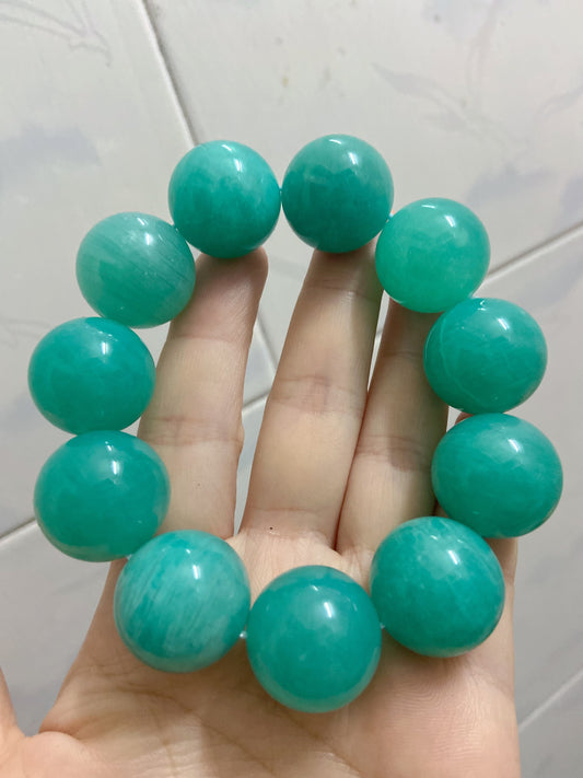 Natural blue Amazonite beads bracelet 20mm