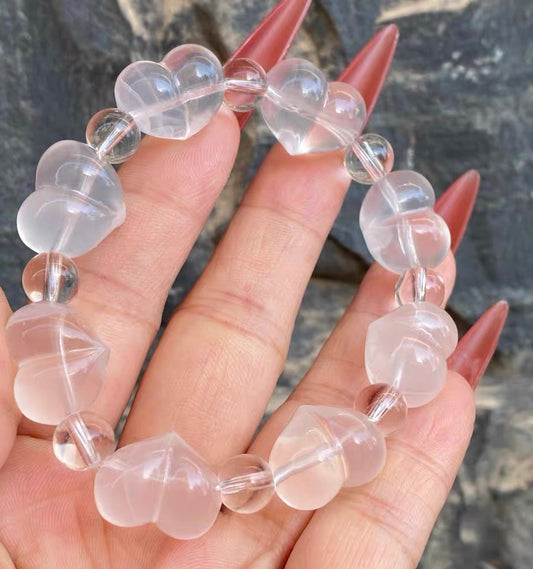 Natural fluorite heart beads bracelet