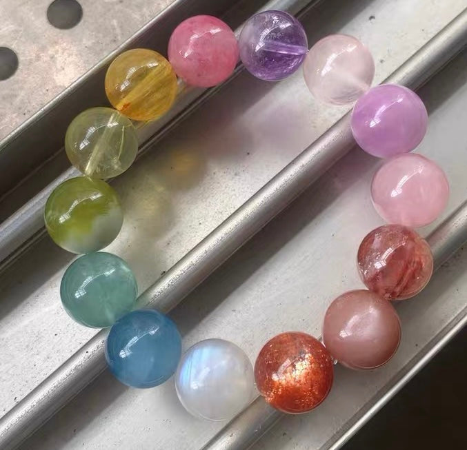 14MM Natural Mixed Gemstone Crystal bracelet