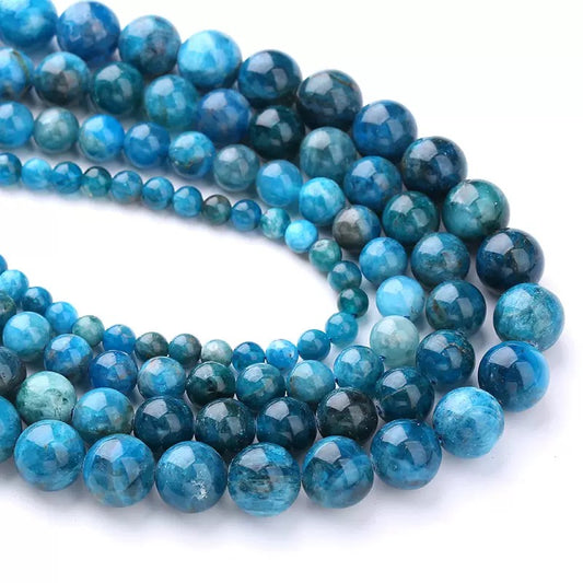 Natural blue Apatite smooth round loose beads wholesale