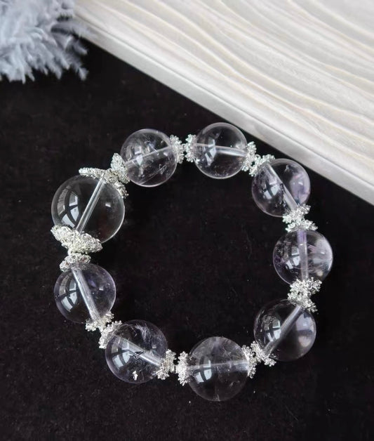 17mm Bolivia Amethyst Quartz Crystal And Rock Quartz bracelet
