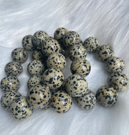 20mm Natural Dalmatian Jasper beaded bracelet