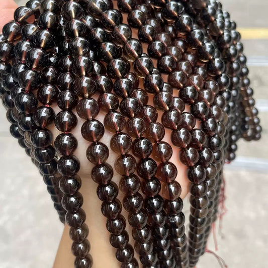 Natural Smoky Quartz Crystal smooth round loose beads