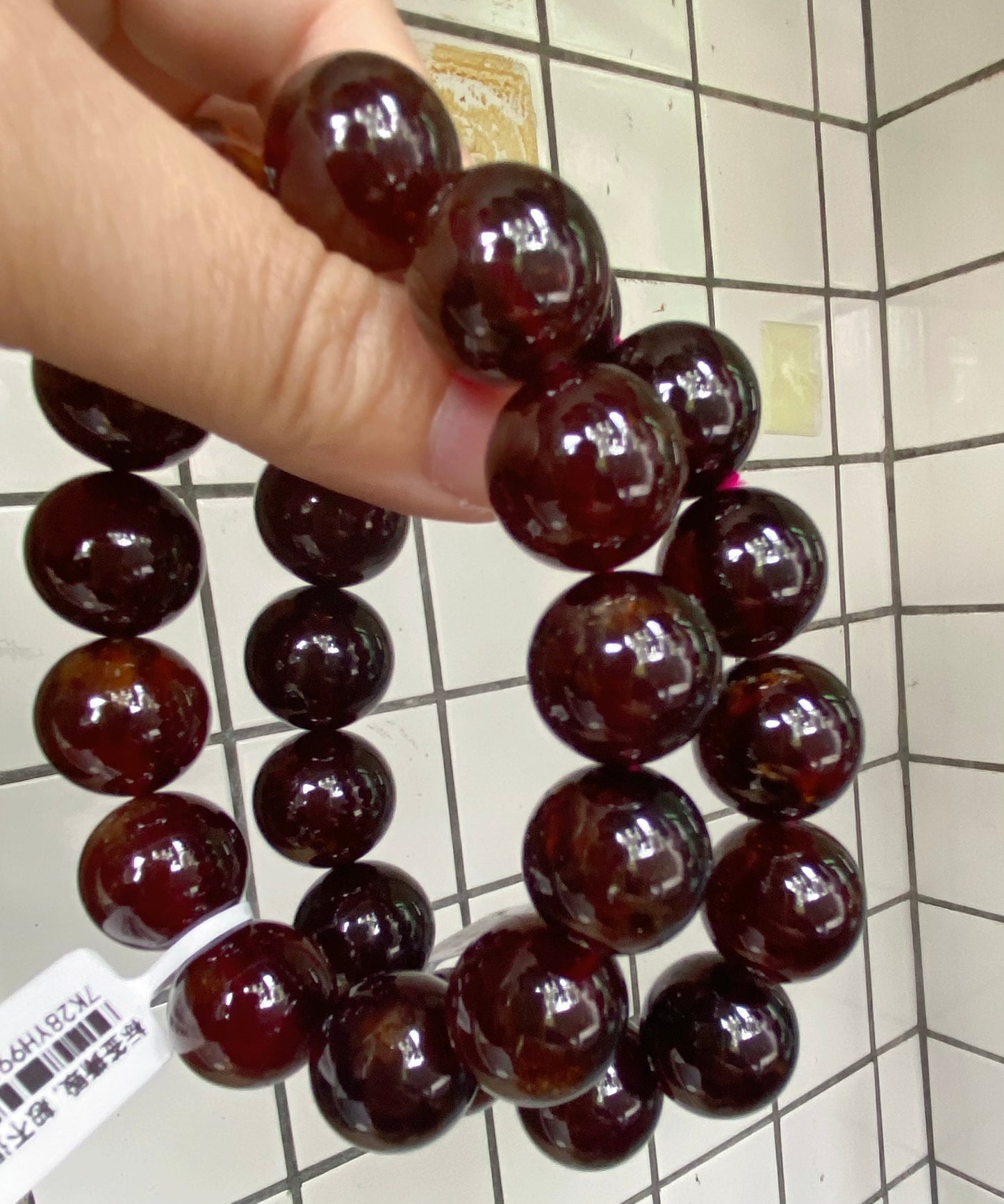 Natural Orange Red Garnet beaded bracelet 17mm