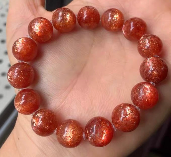12mm Natural Golden Sunstone beaded bracelet
