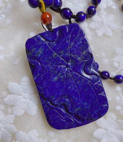 Natural Lapis Lazuli beaded necklace,Lapis Lazuli Carved pendant