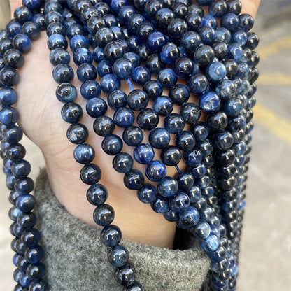 Genuine Natural blue Kyanite smooth round loose beads