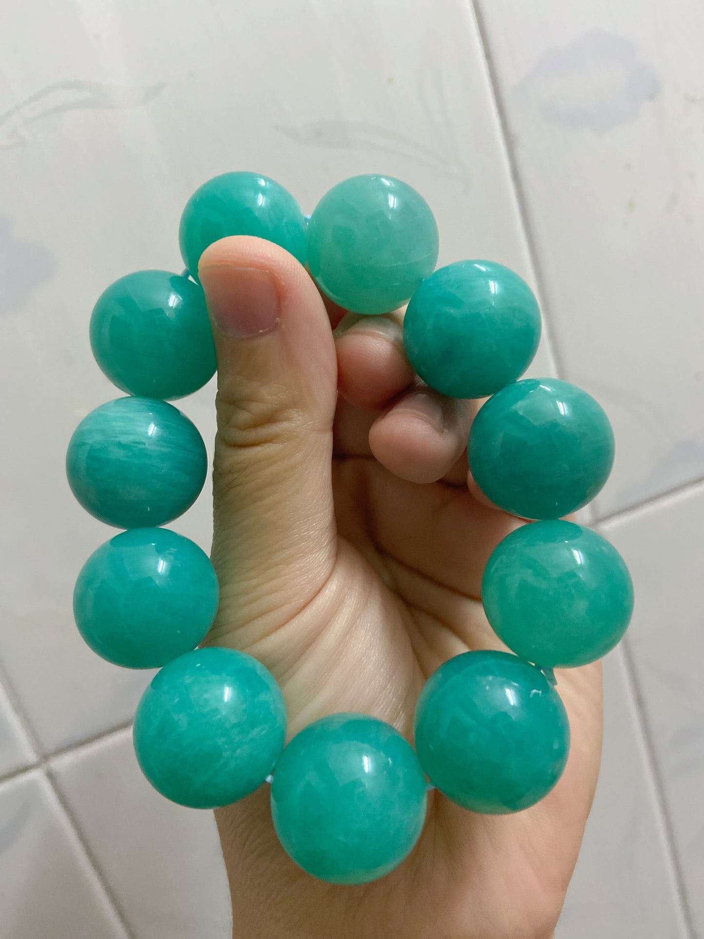 Natural blue Amazonite beads bracelet 20mm