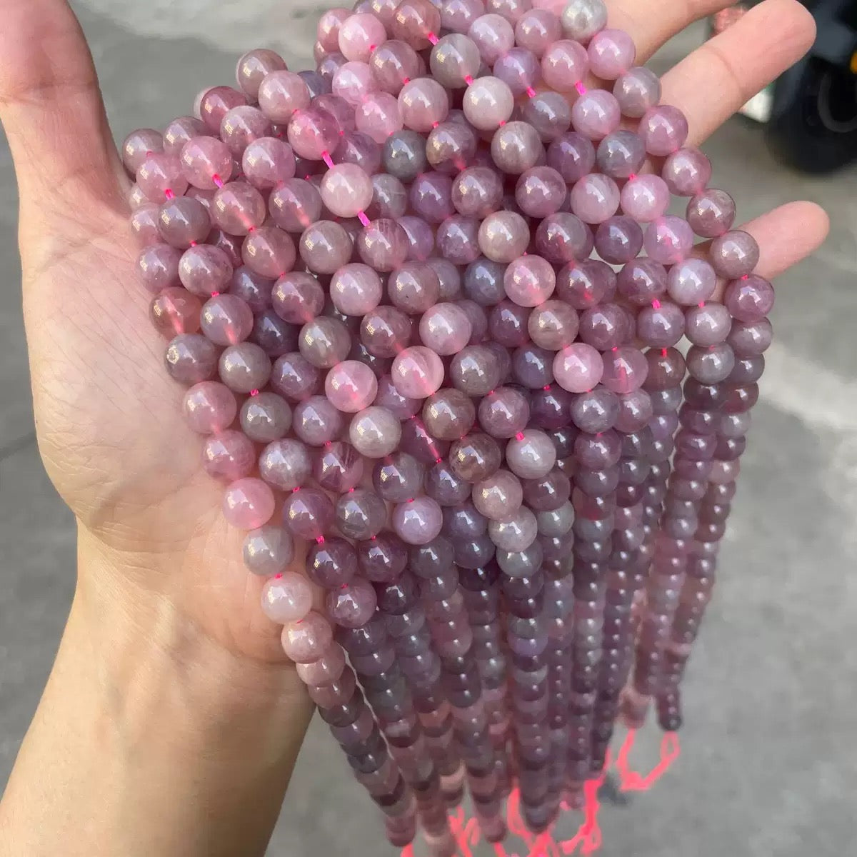 Natural Mauve Pink Madagascar purple Rose quartz Crystal loose beads