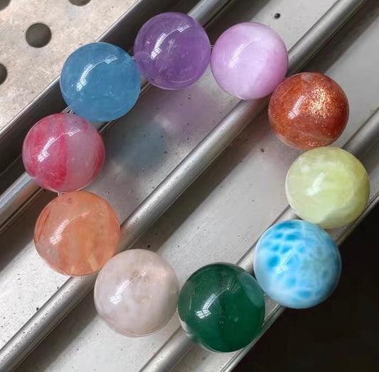 21MM Natural Mixed Gemstone Crystal bracelet