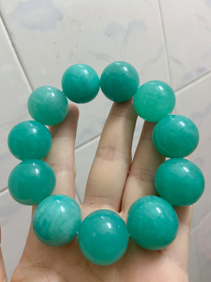 Natural blue Amazonite beads bracelet 20mm