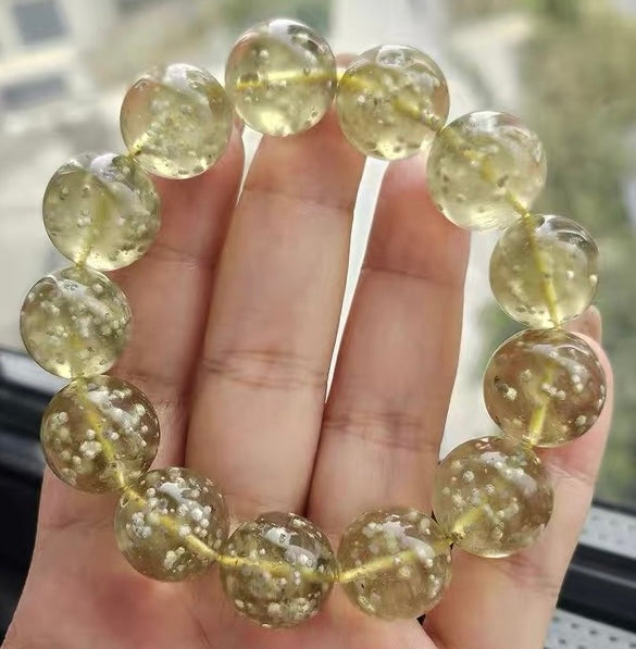 16MM Snow Libyan desert glass beads Beads Bracelet