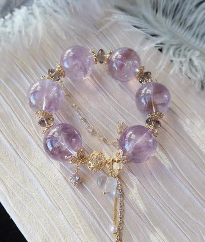 Natural purple Amethyst Quartz Crystal beads bracelet 23mm,unique gifts,Christmas gifts