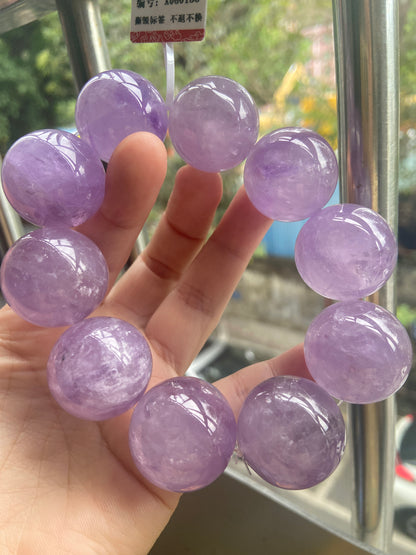 Natural lavender Amethyst Quartz Crystal beads bracelet,25mm