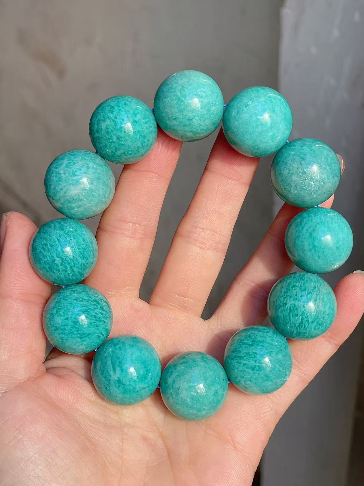 20mm Natural Amazonite round beaded bracelet