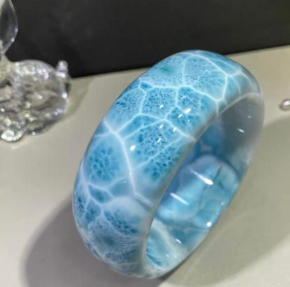Natural blue Larimar bangle,64mm bangle