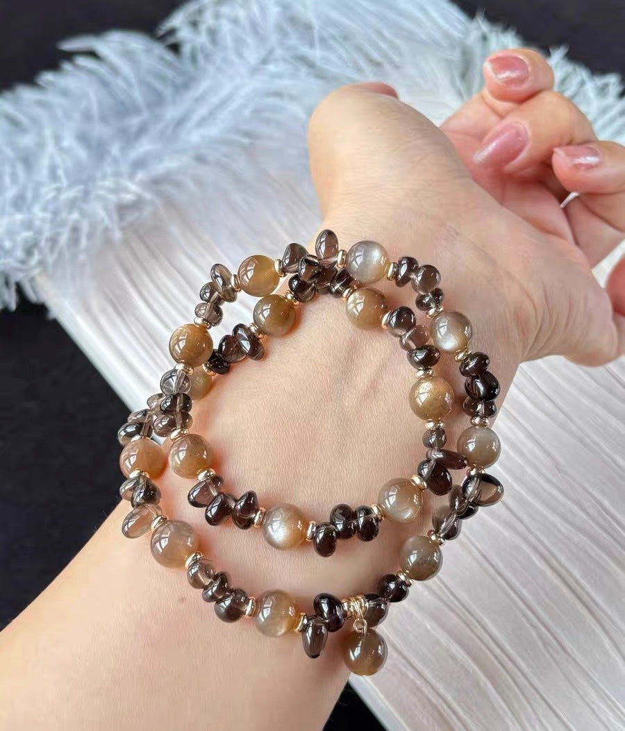 Natural Black Golden sunstone beads bracelet 8mm
