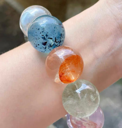 Natural Mixed Crystal Gemstone beaded bracelet 22mm