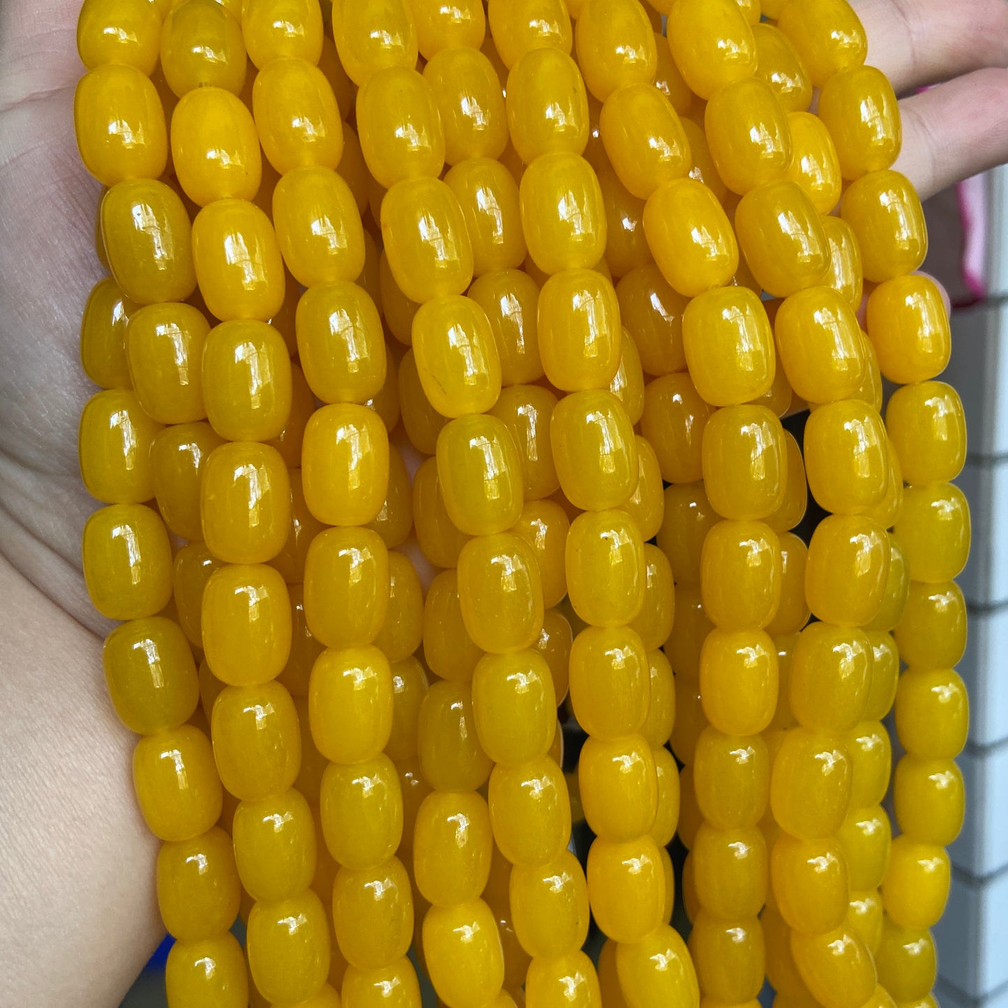 Natural yellow agate barrel beads loose beads