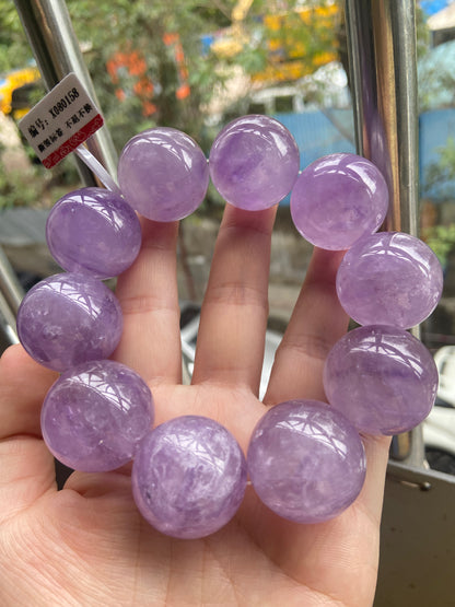 Natural lavender Amethyst Quartz Crystal beads bracelet,25mm