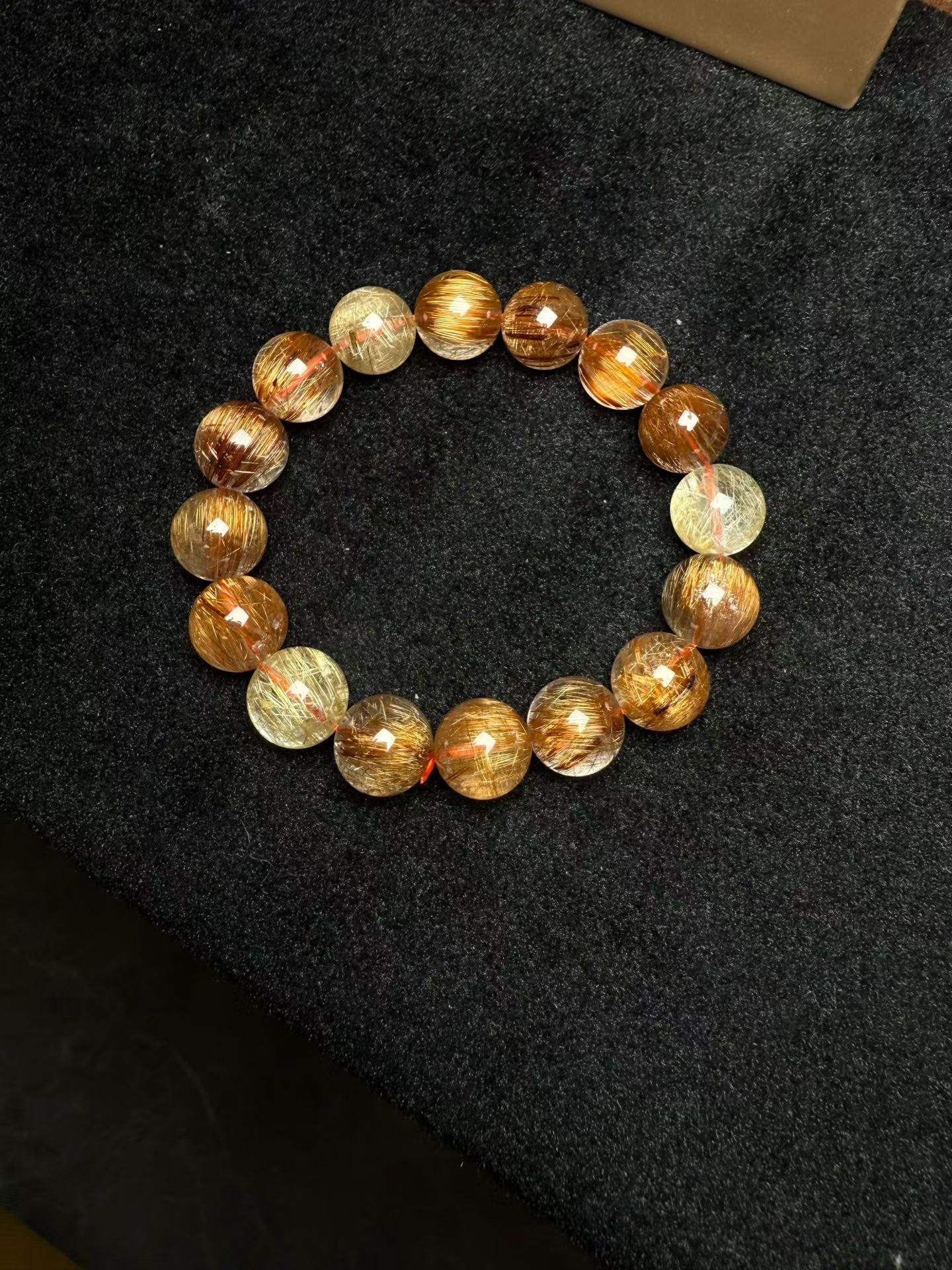 Natural Multicolor Rutilated Quartz Crystal beads bracelet 13mm