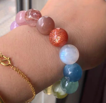 14MM Natural Mixed Gemstone Crystal bracelet