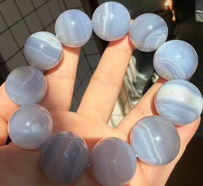 Natural Blue chalcedony beads bracelet 22mm