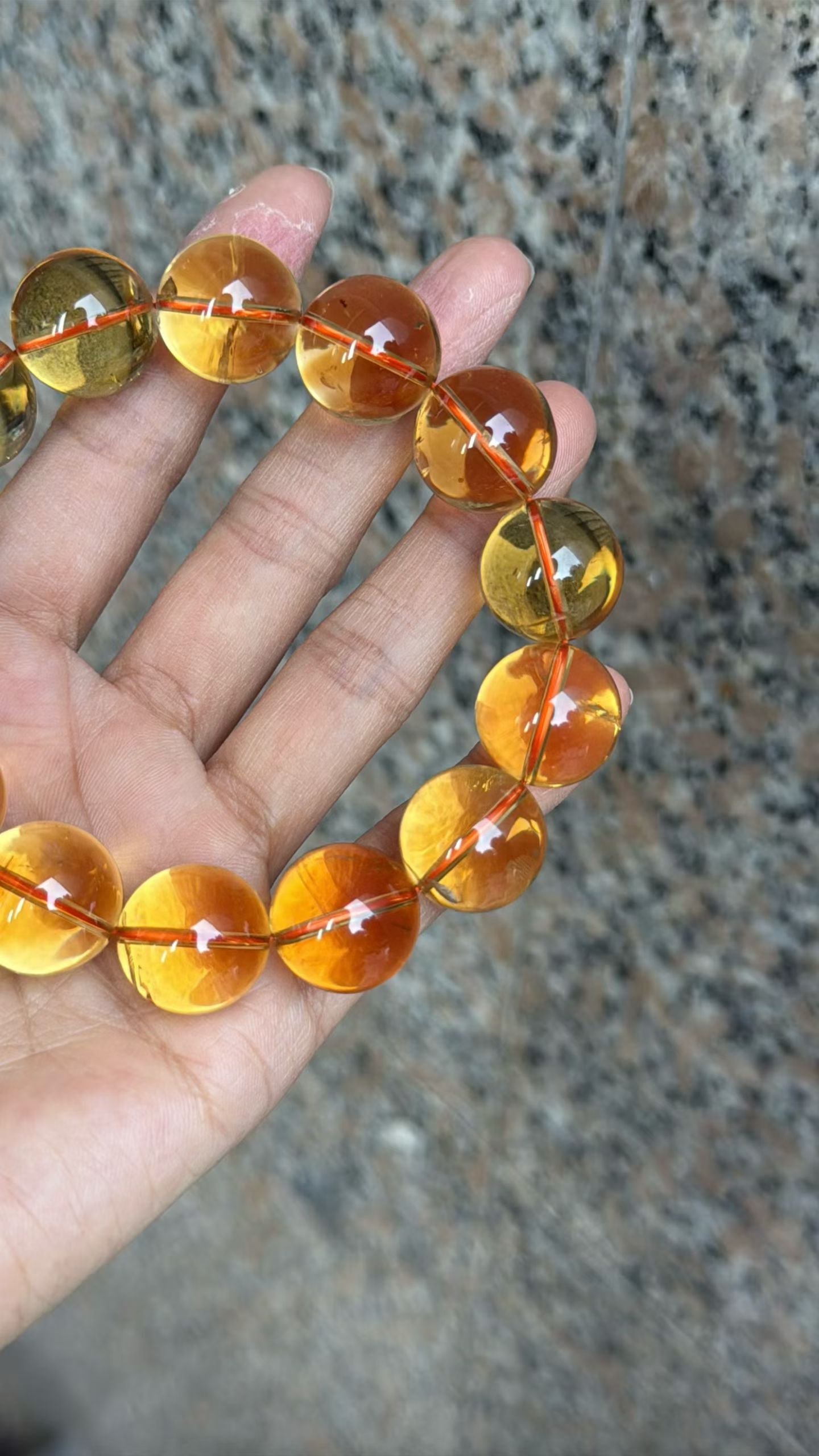 Natural Citrine yellow Citrine Quartz Crystal beads bracelet 17mm