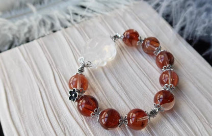 Natural Red Hematoid Lepidocrocite Quartz Crystal beaded bracelet